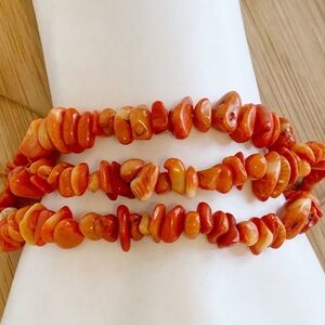 NWT Orange Coral Nugget 3-Strand Adjustable Bracelet